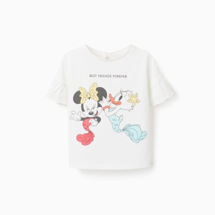 T-shirt en coton blanc à imprimé Minnie et Daisy pour bébé fille