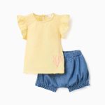 ENSEMBLE 2 PIÈCES HAUT SHORT JAUNE CLAIR