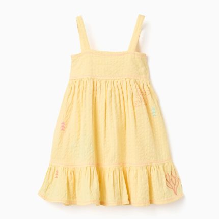 Robe SS en seersucke jaune clair