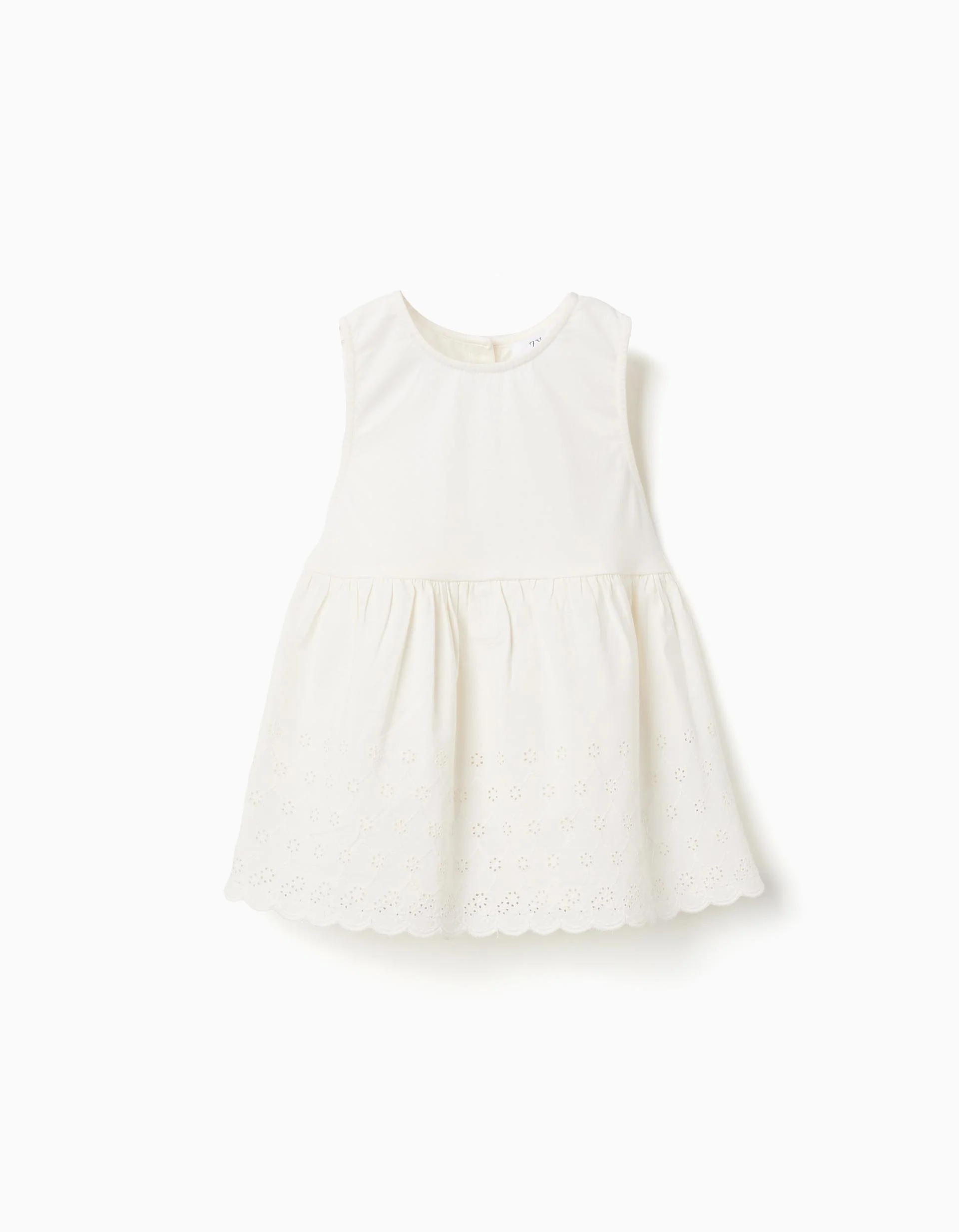 31078801021-0-1.jpg Blouse sans manches en coton brodée anglaise pour fille, beige clair – Image 1