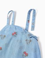 Robe en jean sans manches à motif Minnie pour bébé fille, bleu clair – Image 3