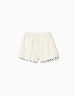 Short en coton et lin à taille haute pour fille, beige clair – Image 2