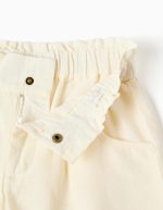 Short en coton et lin à taille haute pour fille, beige clair – Image 3