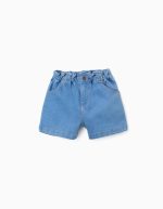 Short en jean bleu clair à taille haute et poches pour fille