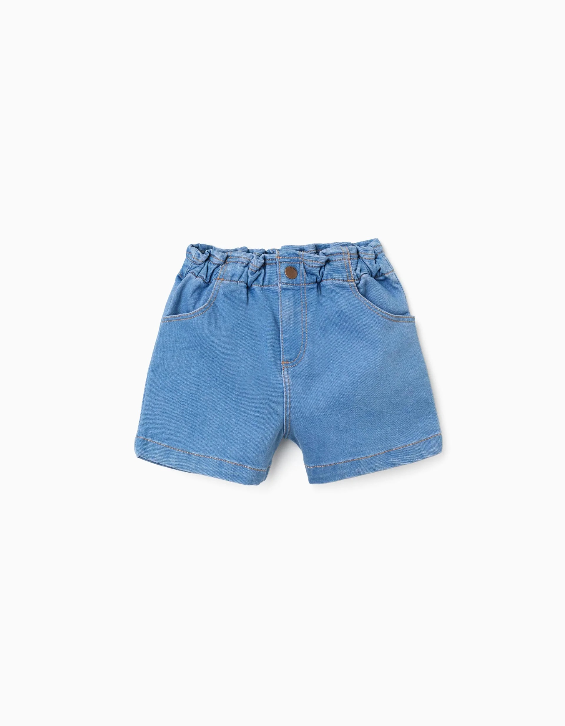 31079865022-0-1.jpg Short en jean bleu clair à taille haute et poches pour fille – Image 1