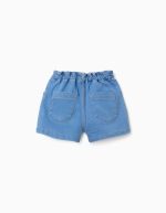 Short en jean bleu clair à taille haute et poches pour fille – Image 2