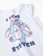 Pyjama en coton imprimé Stitch pour filles, blanc/bleu – Image 3