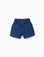 Short en jean bleu à taille haute et poches pour bébé fille – Image 2