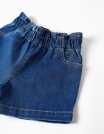 Short en jean bleu à taille haute et poches pour bébé fille – Image 3