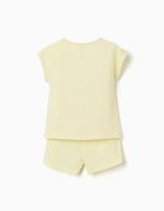 Pyjama en coton à manches courtes avec imprimé Hello Kitty pour filles, jaune clair – Image 2