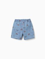 Short en jean bleu clair avec motif Minnie et taille élastiquée pour fille – Image 2