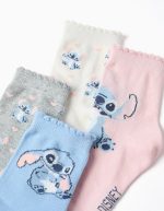 Lot de 4 paires de chaussettes Stitch pour filles, bleu/gris/blanc/rose – Image 2