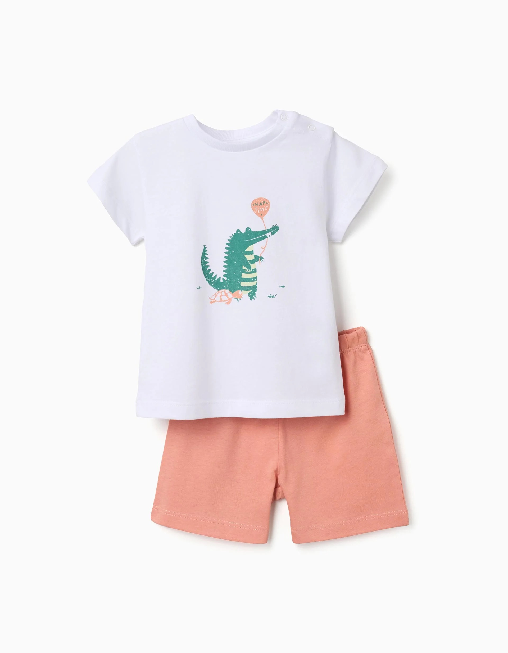 31080183041-0-1.jpg Pyjama en coton à motif alligator pour bébé garçon, blanc/orange – Image 1