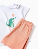 Pyjama en coton à motif alligator pour bébé garçon, blanc/orange – Image 3