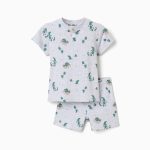Pyjama en coton côtelé à motif alligator pour bébé garçon, gris clair