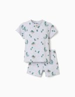 Pyjama en coton côtelé à motif alligator pour bébé garçon, gris clair