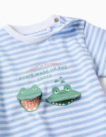 Pyjama en coton à motif alligator pour bébé garçon, blanc/bleu – Image 3