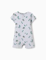 Grenouillère côtelée à motif alligator pour nouveau-né et bébé garçon, grise