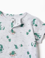 Grenouillère côtelée à motif alligator pour nouveau-né et bébé garçon, grise – Image 3