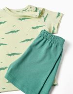 Pyjama en coton à manches courtes avec motif alligator pour bébé garçon, vert – Image 3