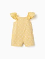 Combinaison en coton jaune avec broderies et volants B&S pour bébé fille