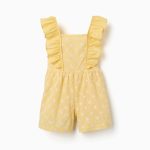 Combinaison en coton jaune avec broderies et volants B&S pour filles