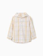 Chemise à carreaux en coton avec capuche B&S pour garçon, blanc/jaune/bleu/rouge