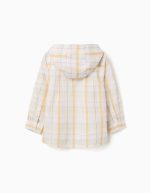 Chemise à carreaux en coton avec capuche B&S pour garçon, blanc/jaune/bleu/rouge – Image 2