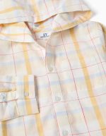 Chemise à carreaux en coton avec capuche B&S pour garçon, blanc/jaune/bleu/rouge – Image 3