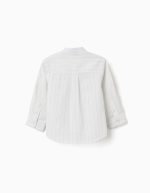 Chemise en coton rayé à col mao B&S pour bébé garçon, blanc/jaune/bleu – Image 2