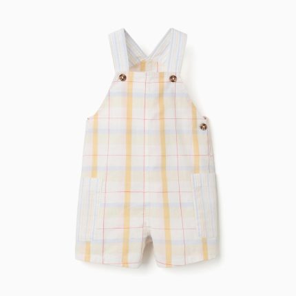 Salopette en coton à carreaux B&S pour bébé garçon, blanc/jaune/bleu/rouge