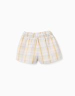 Short en coton à carreaux avec cordon de serrage B&S pour filles, blanc/jaune/bleu/rouge