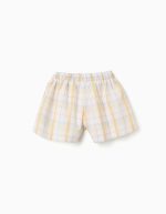 Short en coton à carreaux avec cordon de serrage B&S pour filles, blanc/jaune/bleu/rouge – Image 2