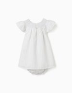 Robe et bloomer en coton rayé B&S pour bébé fille, blanc/jaune/bleu – Image 2