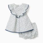 Robe en coton et bloomer à motif floral You&Me pour bébé fille, blanc
