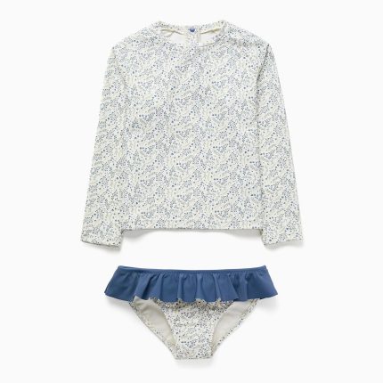 Ensemble de maillot de bain You&Me pour bébés et filles, blanc/bleu, protection UV 80