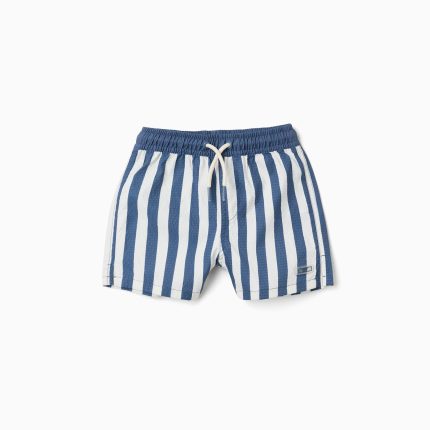 Short de bain rayé à cordon You&Me pour bébé garçon, blanc/bleu