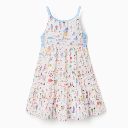 Robe à bretelles en coton à imprimé Carolina Celas x Zippy pour fille, blanc