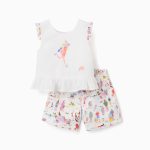Blouse sans manches et short Carolina Celas x Zippy pour bébé fille, blanc