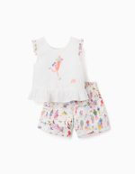 Blouse sans manches et short Carolina Celas x Zippy pour bébé fille, blanc