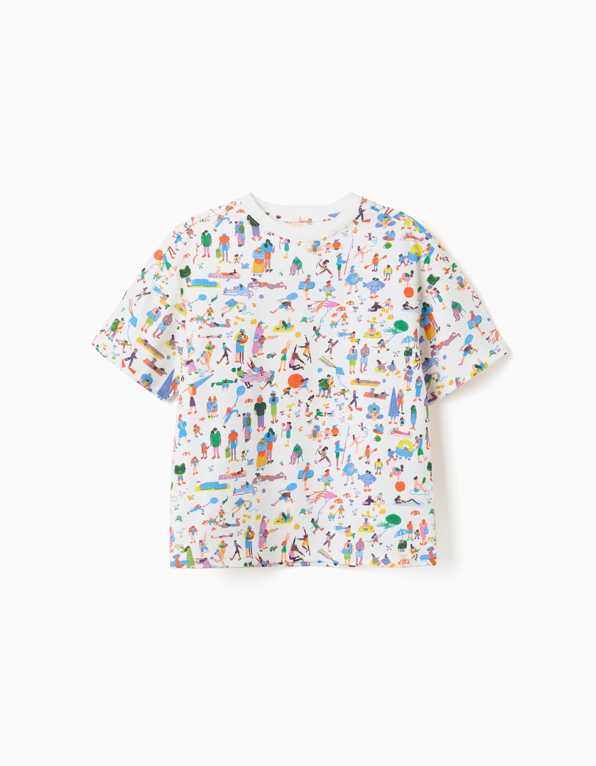 31082842041-2-1.jpg T-shirt en coton avec illustration Carolina Celas x Zippy pour garçon, blanc – Image 1