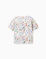 T-shirt en coton avec illustration Carolina Celas x Zippy pour garçon, blanc – Image 2