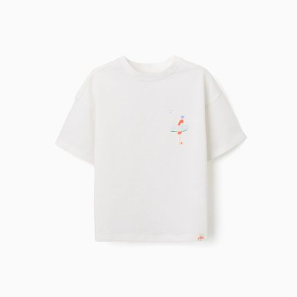 T-shirt en coton à imprimé Carolina Celas x Zippy pour garçon, blanc