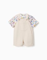 T-shirt et salopette Carolina Celas x Zippy pour bébé garçon, blanc/beige