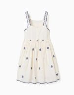 Robe sans manches en coton et lin à fleurs pour filles, beige/bleu – Image 2