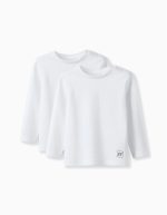 Lot de 2 t-shirts à manches longues pour bébé garçon, blancs