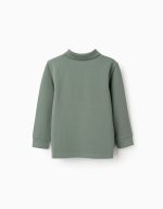 Polo en coton à manches longues pour garçon, vert – Image 2