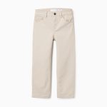 Pantalon en sergé beige pour garçon, coupe slim