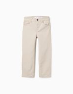 Pantalon en sergé beige pour garçon, coupe slim