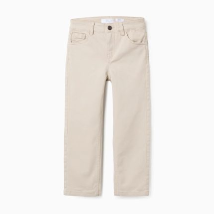 Pantalon en sergé beige pour garçon, coupe slim